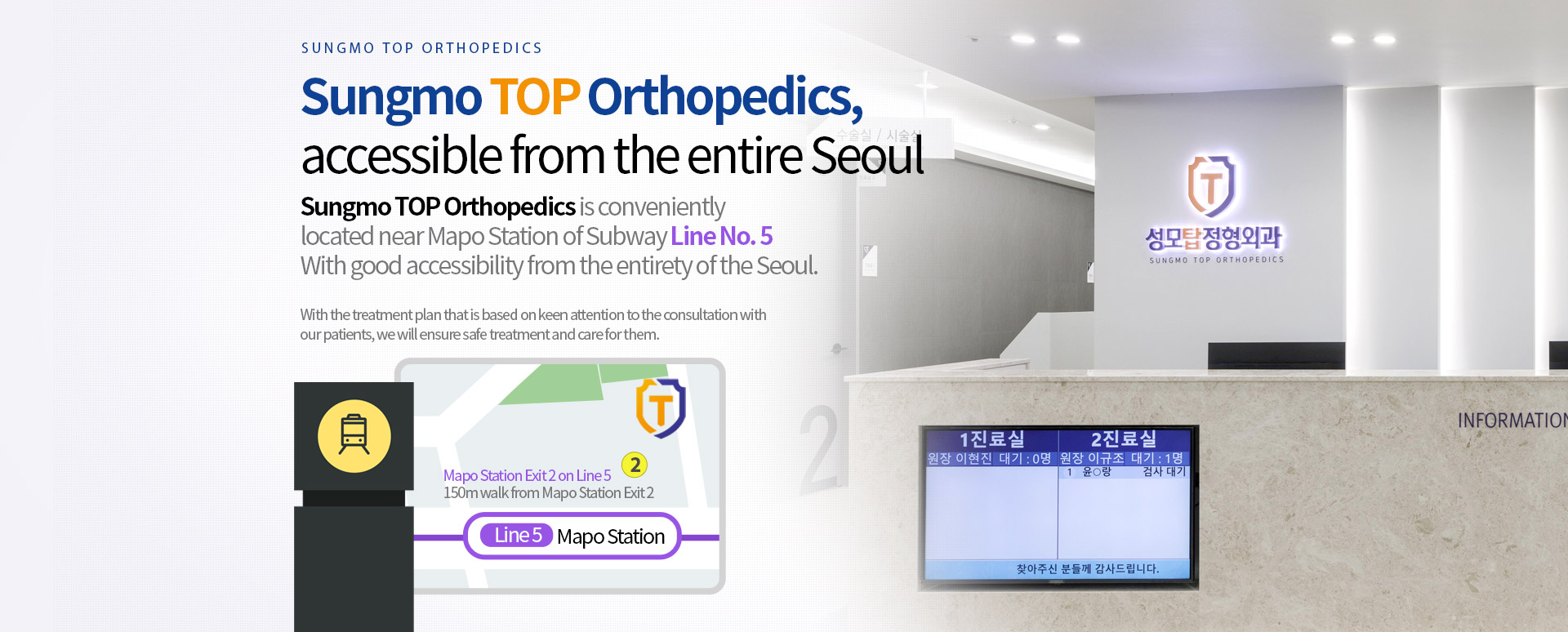 Sungmo TOP Orthopedics, accessible from the entire Seoul